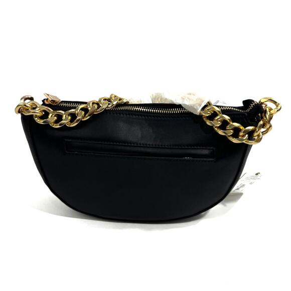 Urban Expressions Handbags - Urban Expressions Black Smooth Faux Leather Vivian Chunky Chain Crossbody New